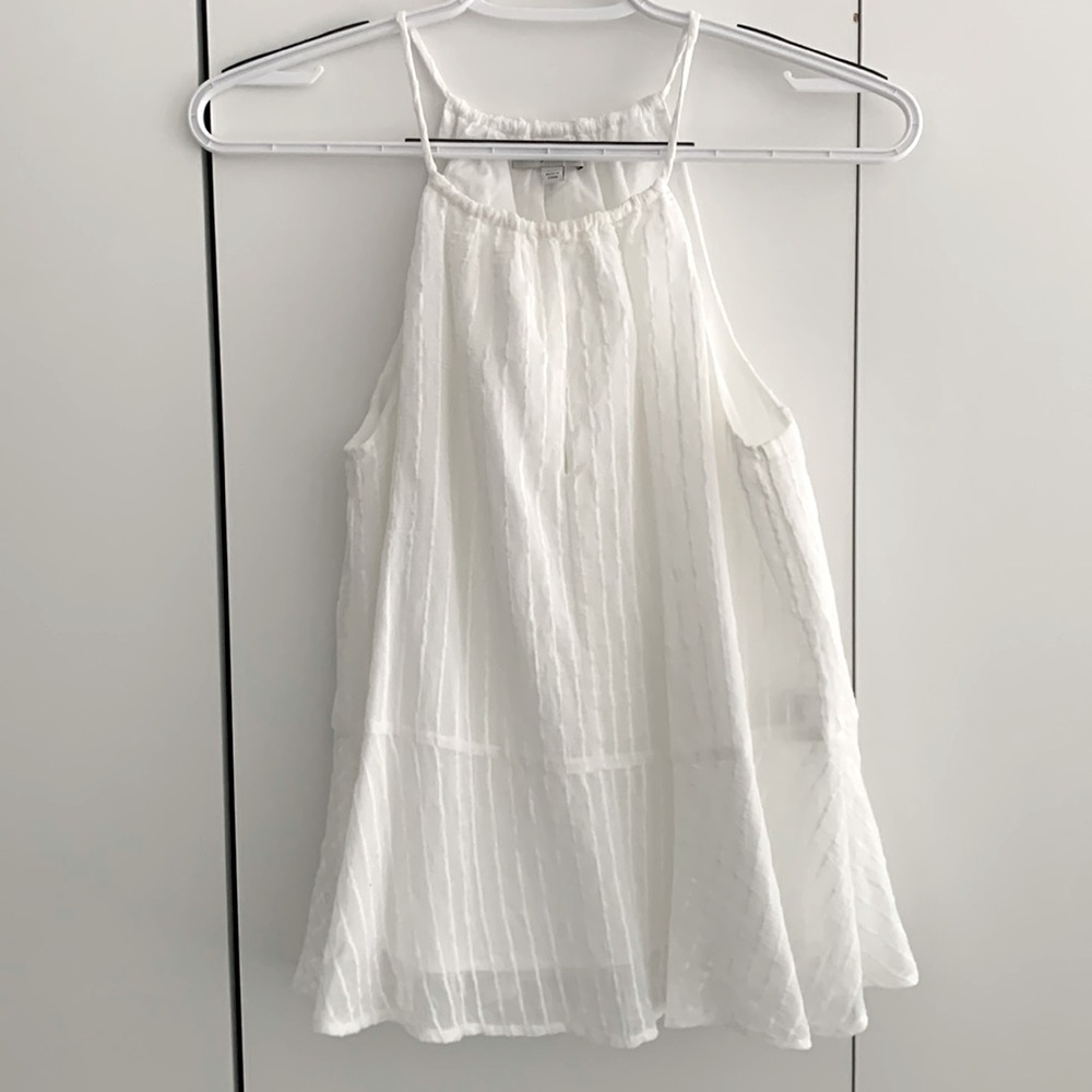 Joie Juneaux Halter Top Keyhole Peplum Stripe In Porcelain